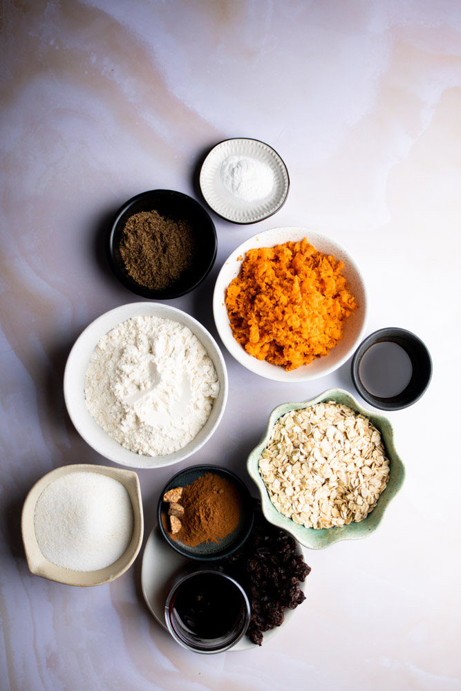 Ingredients for making carrot cookies