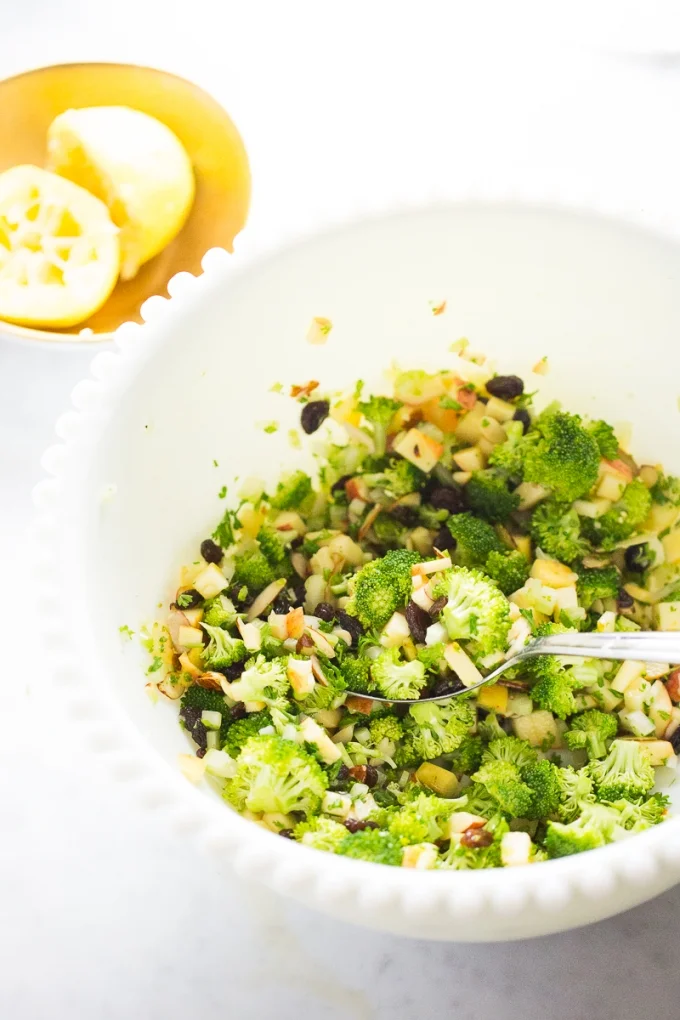 to prepare it Try this Tasty Vegan Apple Broccoli Salad with Raisins &  Dijon Vinaigrette!