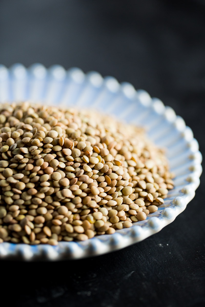 plate with dry lentils
