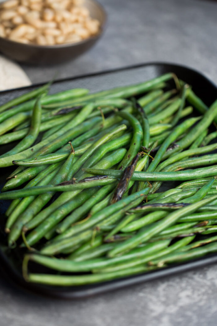 Roasted Green Bean salad with navy beans and preserved lemons