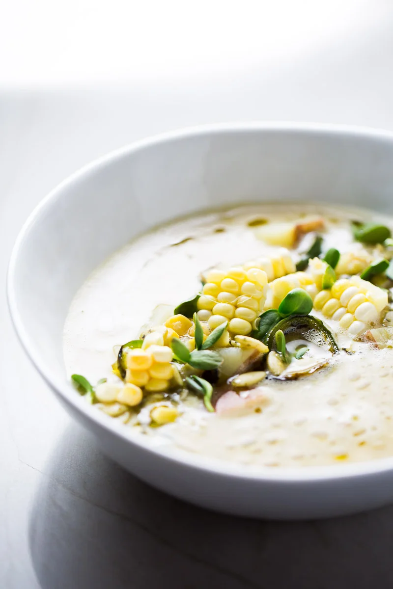 Poblano Corn chowder, vegan recipe