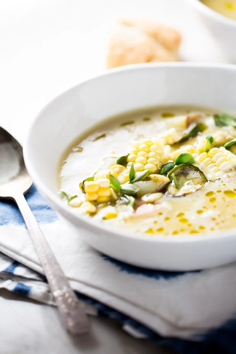 Poblano Corn chowder, vegan recipe