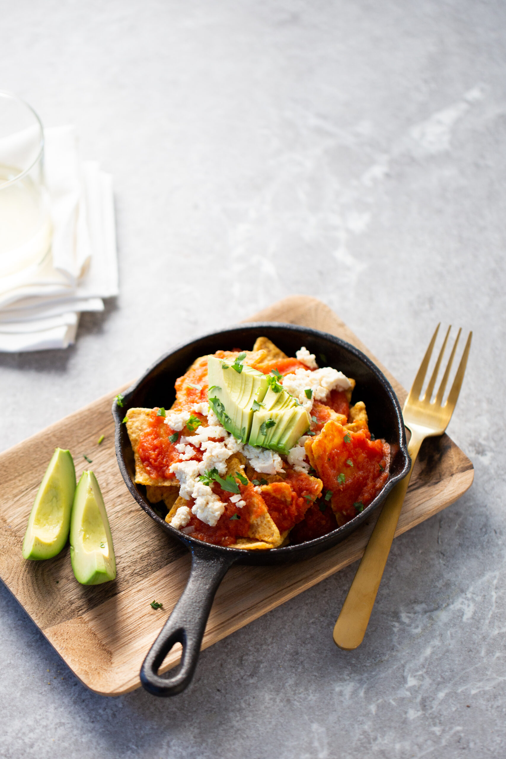 chilaquiles  Mexican breakfast, in a vegan version. 