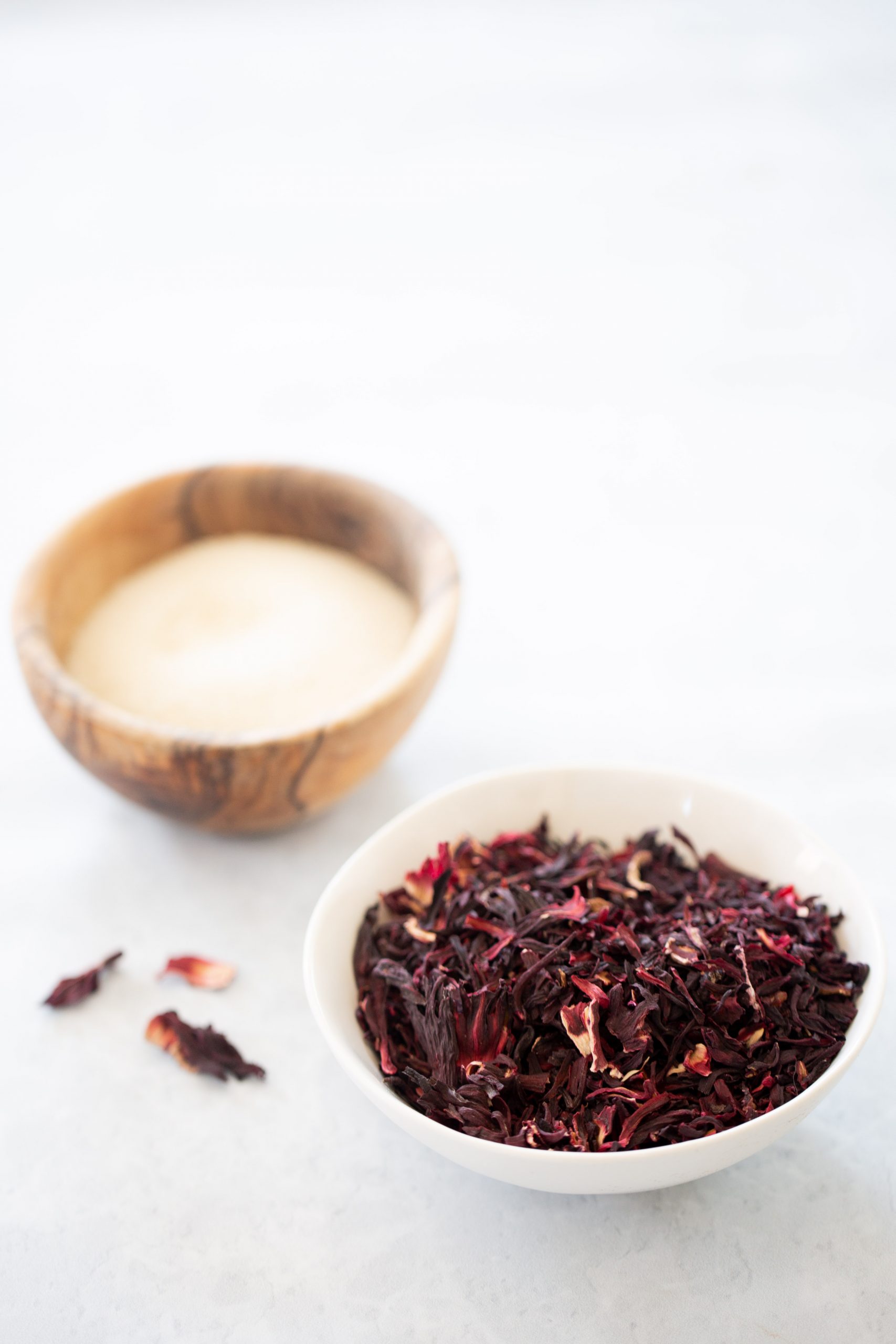 a bowl with dried hibiscus flowers