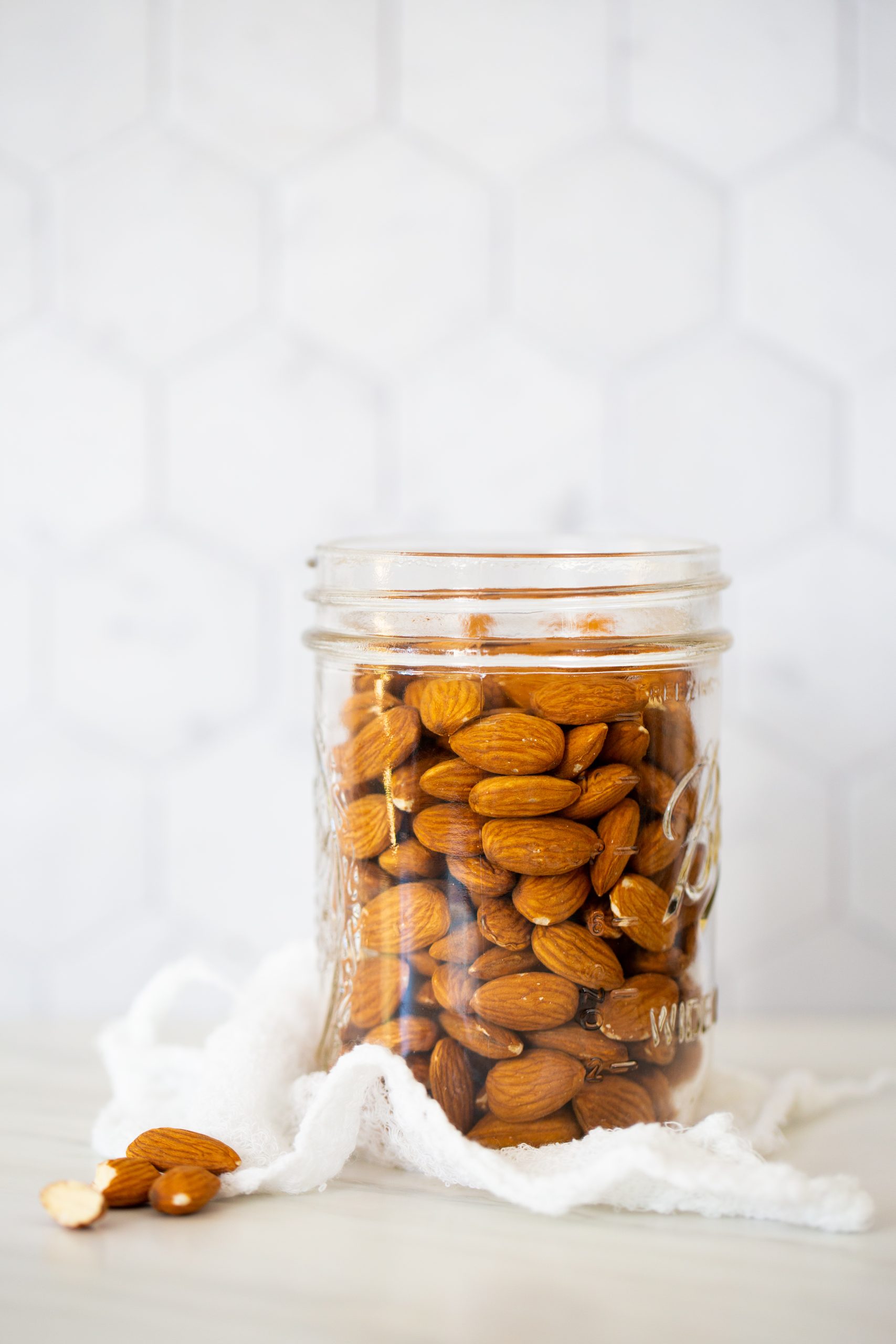 mason jar with almonds