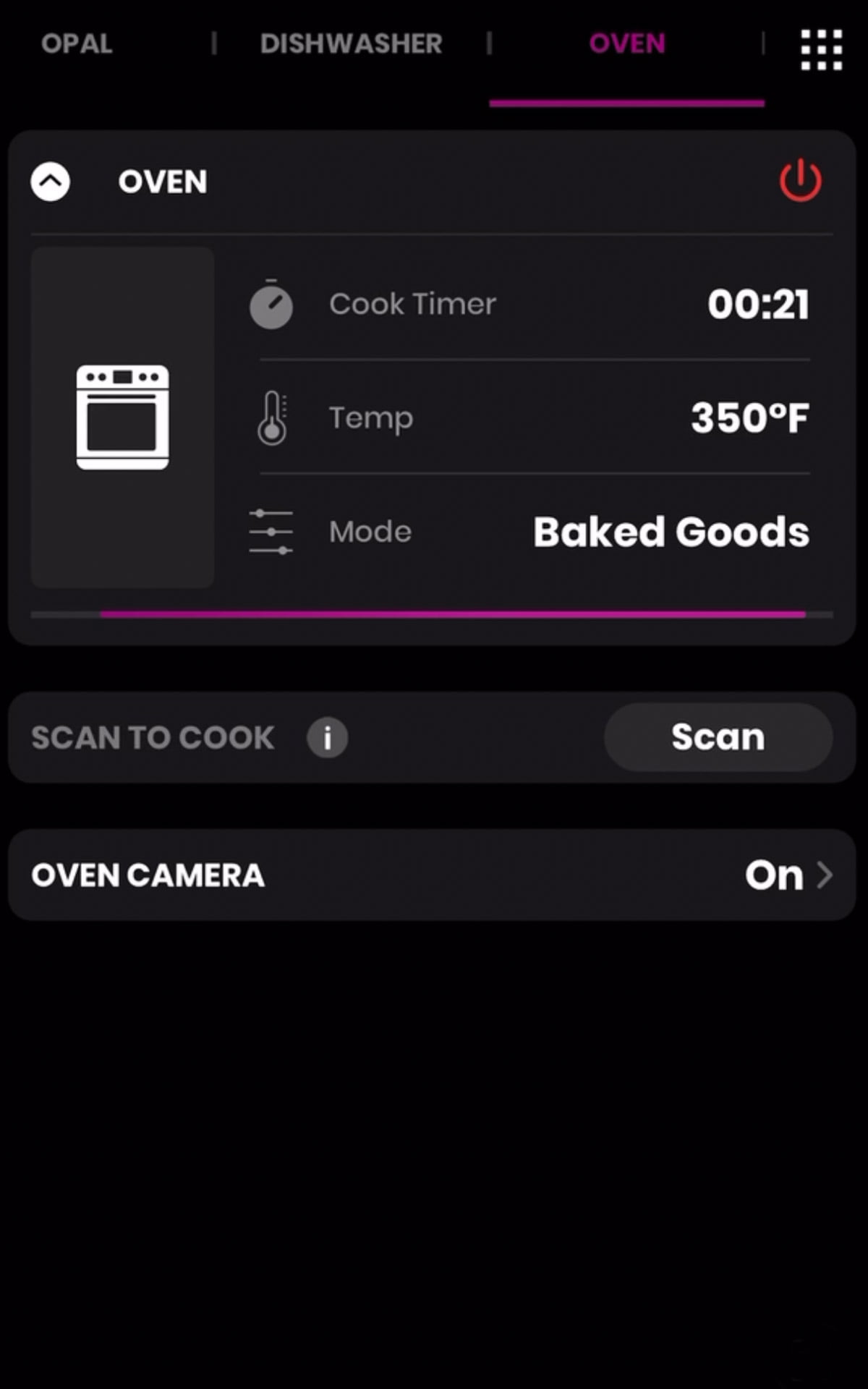 pantalla de mi telefono usando la aplicacion de GE Profile