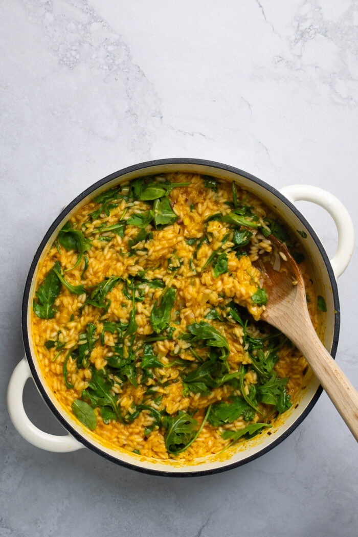 Oven-baked risotto with pumpkin and sage.