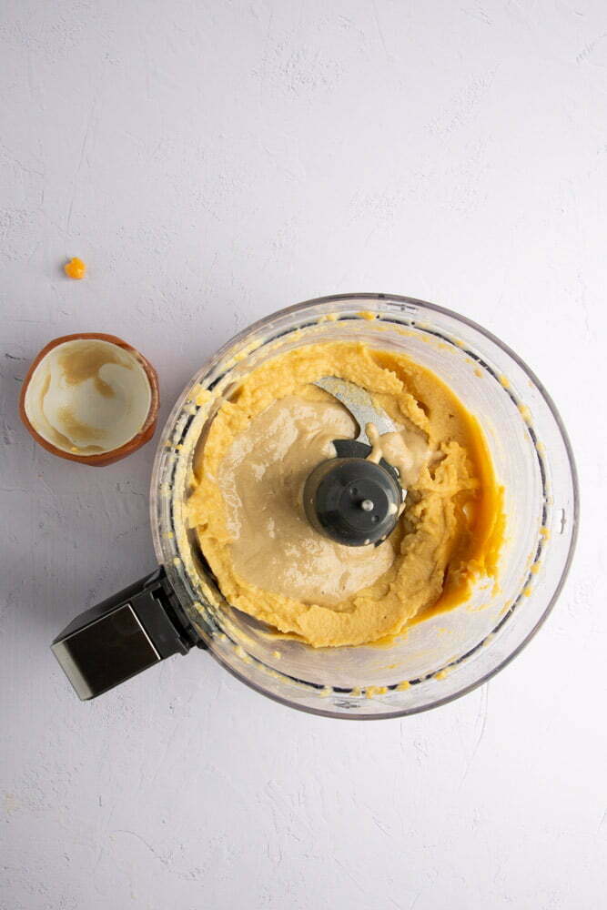 The best homemade hummus in a food processor container
