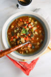 Mexican Lentil soup with chipotle and vegetables